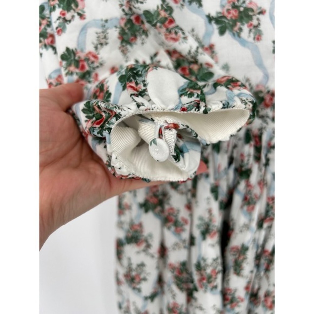 Emilia Wickstead Molly Dress Mini Floral Roses Ribbon Cotton Pink Blue 6 - Picture 9 of 14